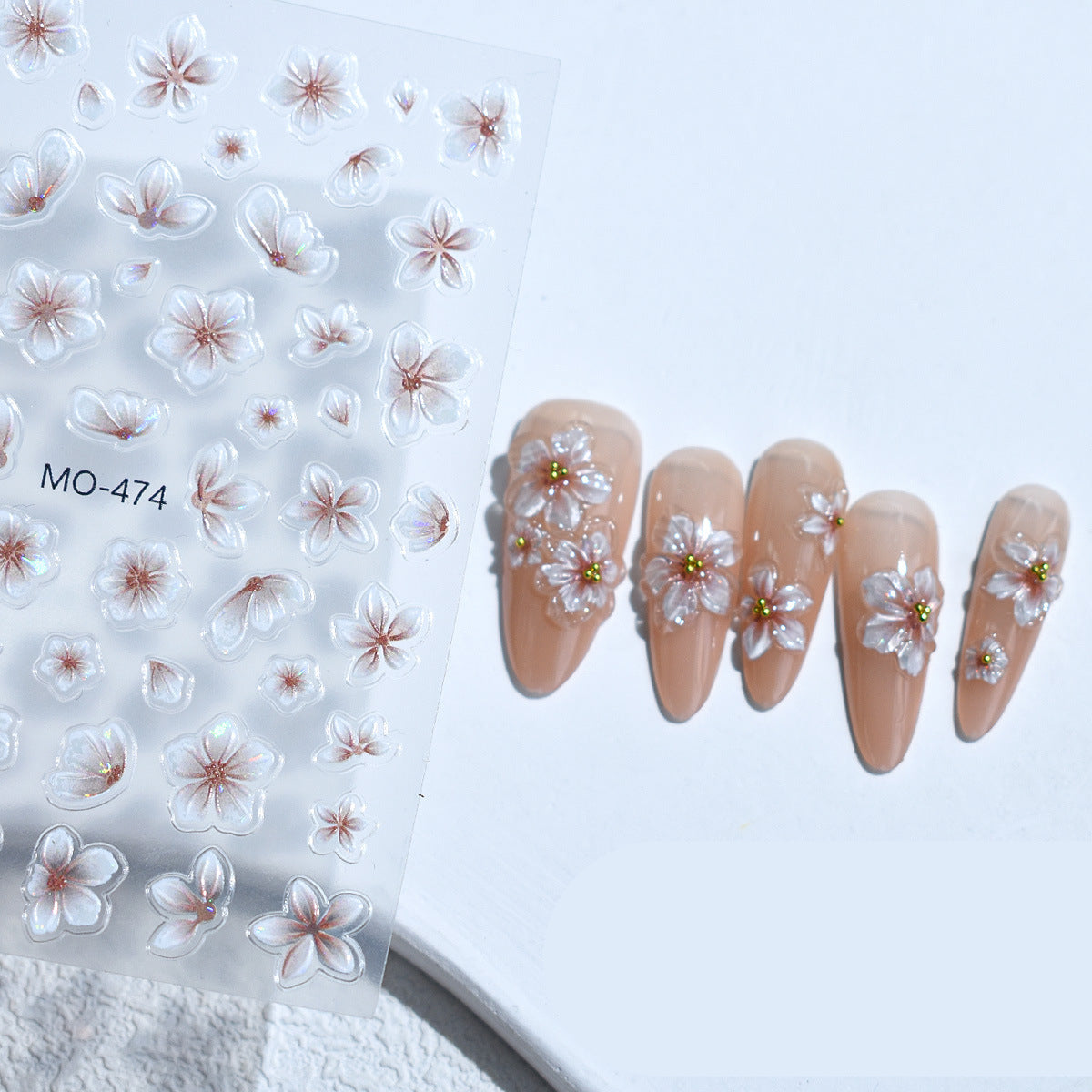 Wholesale Three-dimensional ice flower relief nail paste paper net red clear and gentle sweet five-petal flower with adhesive nail paste decoration